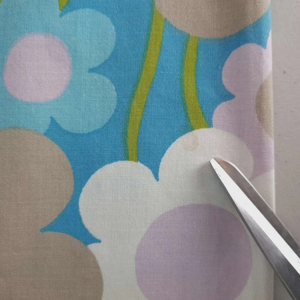 Vntg Floral Fitted Sheet and Pillowcase Blue Green Mod Flower Power Retro Twin
